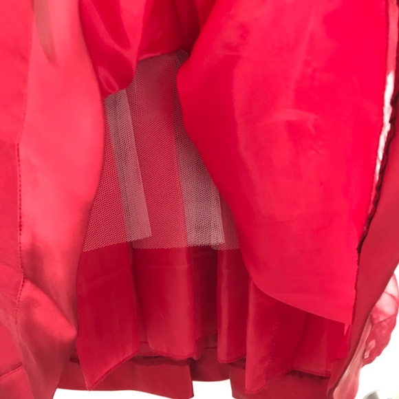 Long Sleeve Dress Girls Size 10 With Rose Bow Tie Back Red Silver Starry Night - Picture 13 of 14